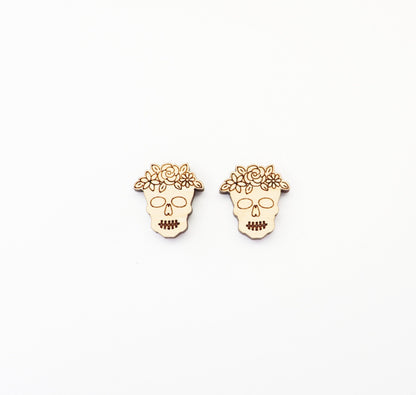 Skull wood blanks, wood studs, earring blanks