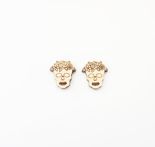 Skull wood blanks, wood studs, earring blanks