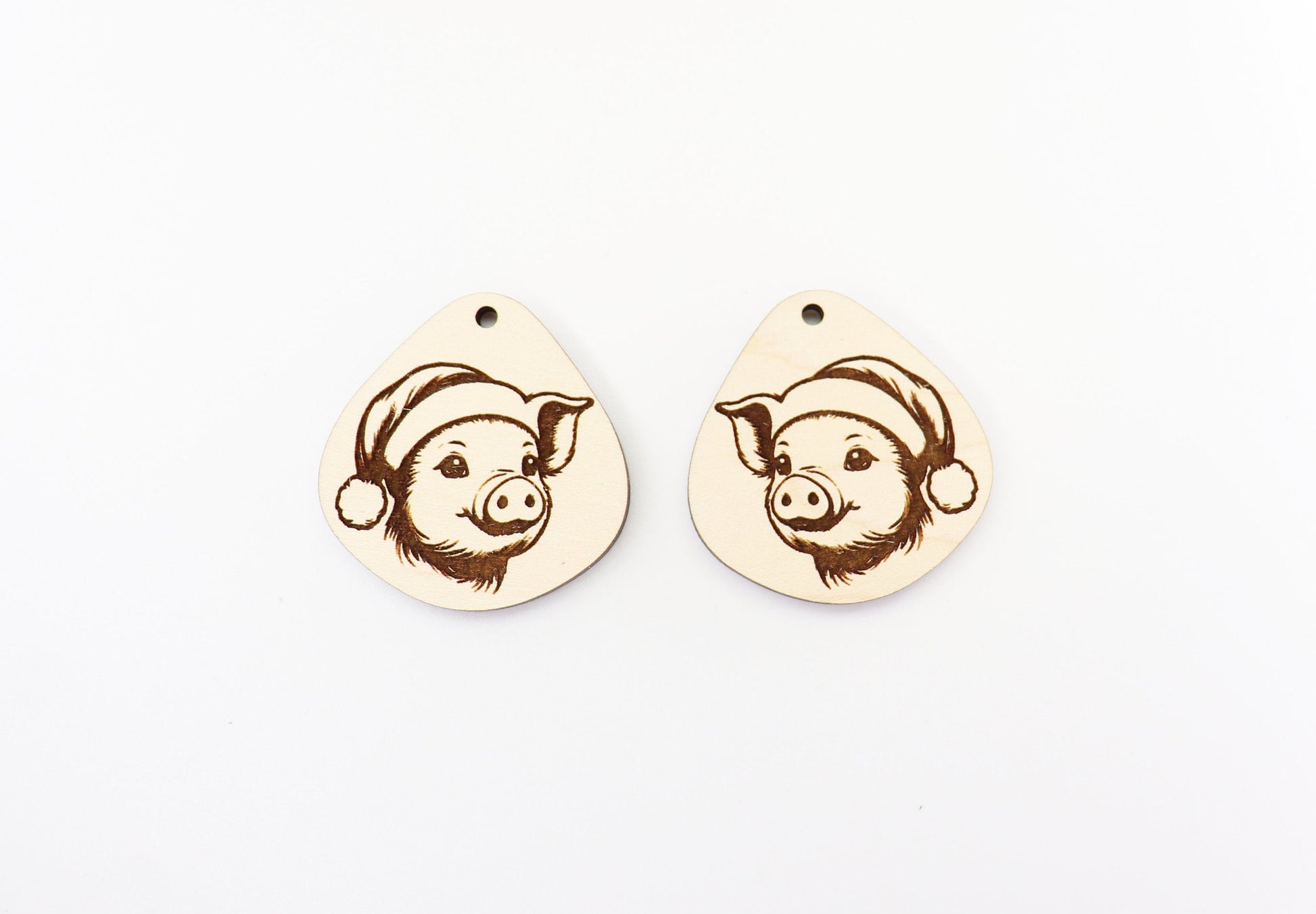 Christmas pig wood earring blanks, earring blanks