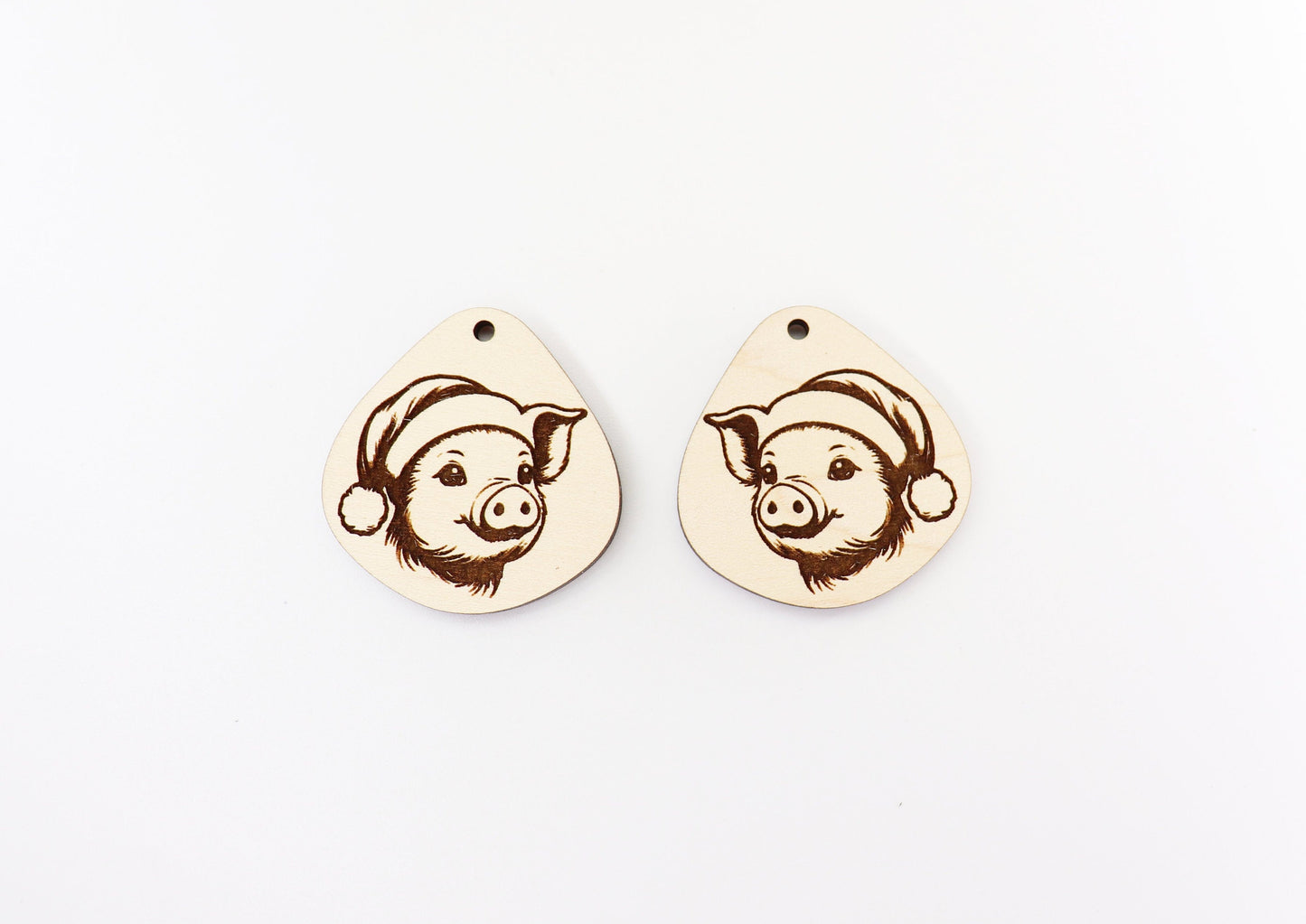 Christmas pig wood earring blanks, earring blanks