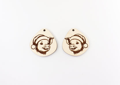 Christmas pig wood earring blanks, earring blanks