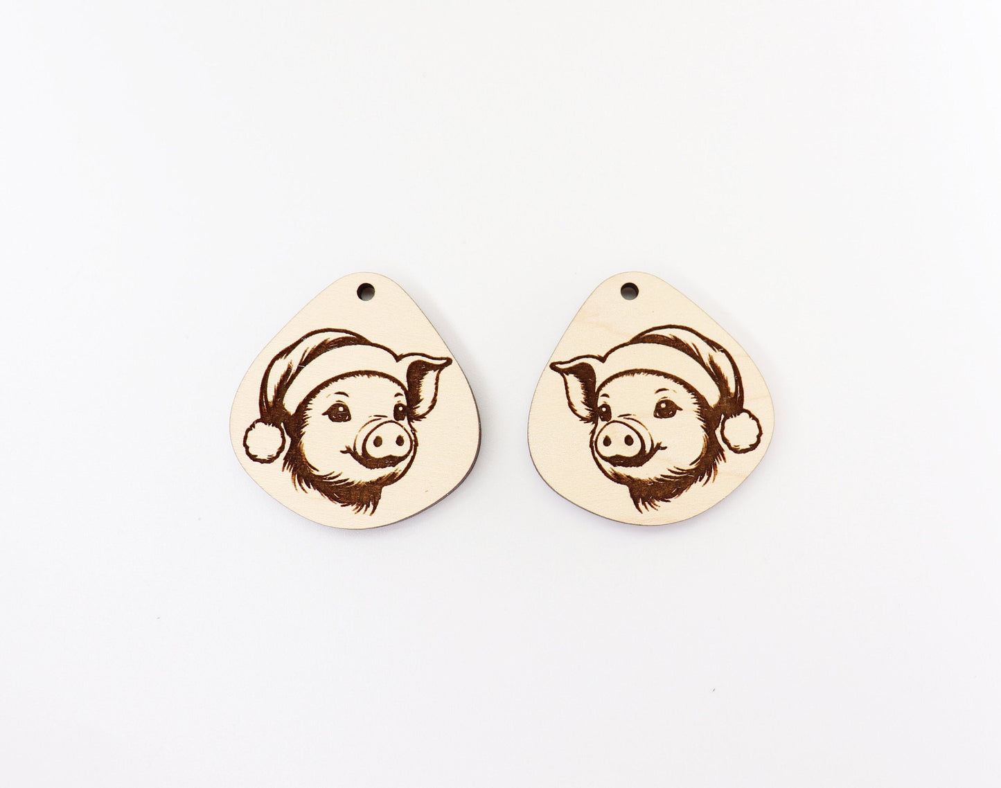 Christmas pig wood earring blanks, earring blanks