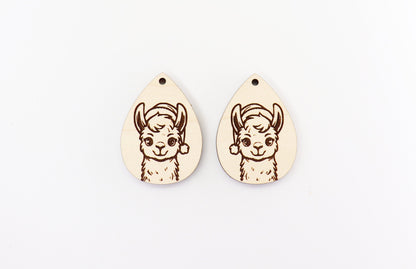 Llama earrings, earring blanks, Christmas blanks