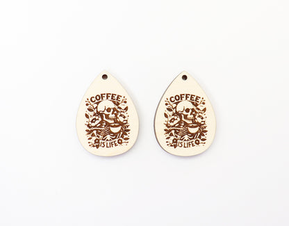 Coffee is life earrings, earring blanks