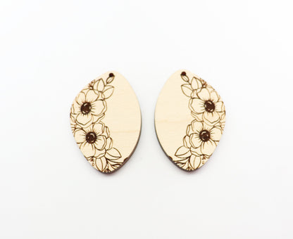 Floral earring blanks, wood blanks