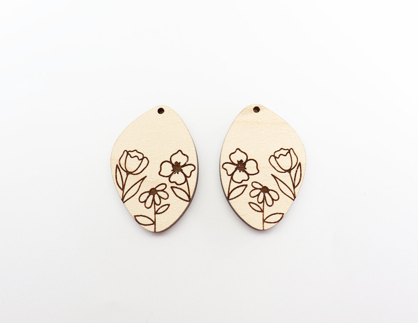 Floral earring blanks, wood blanks