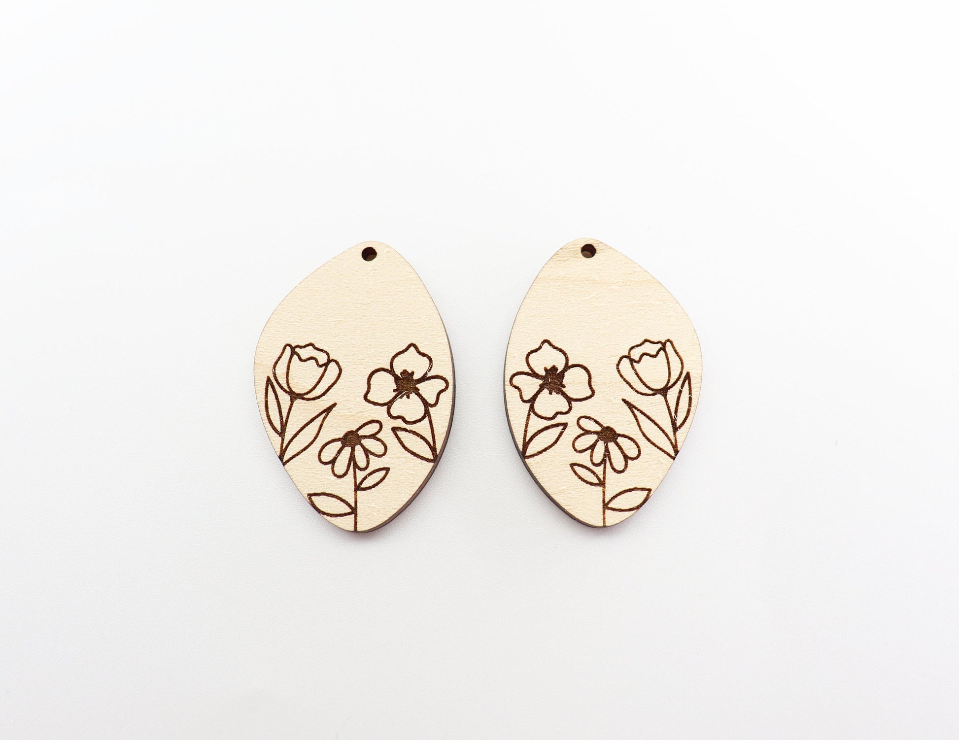 Floral earring blanks, wood blanks