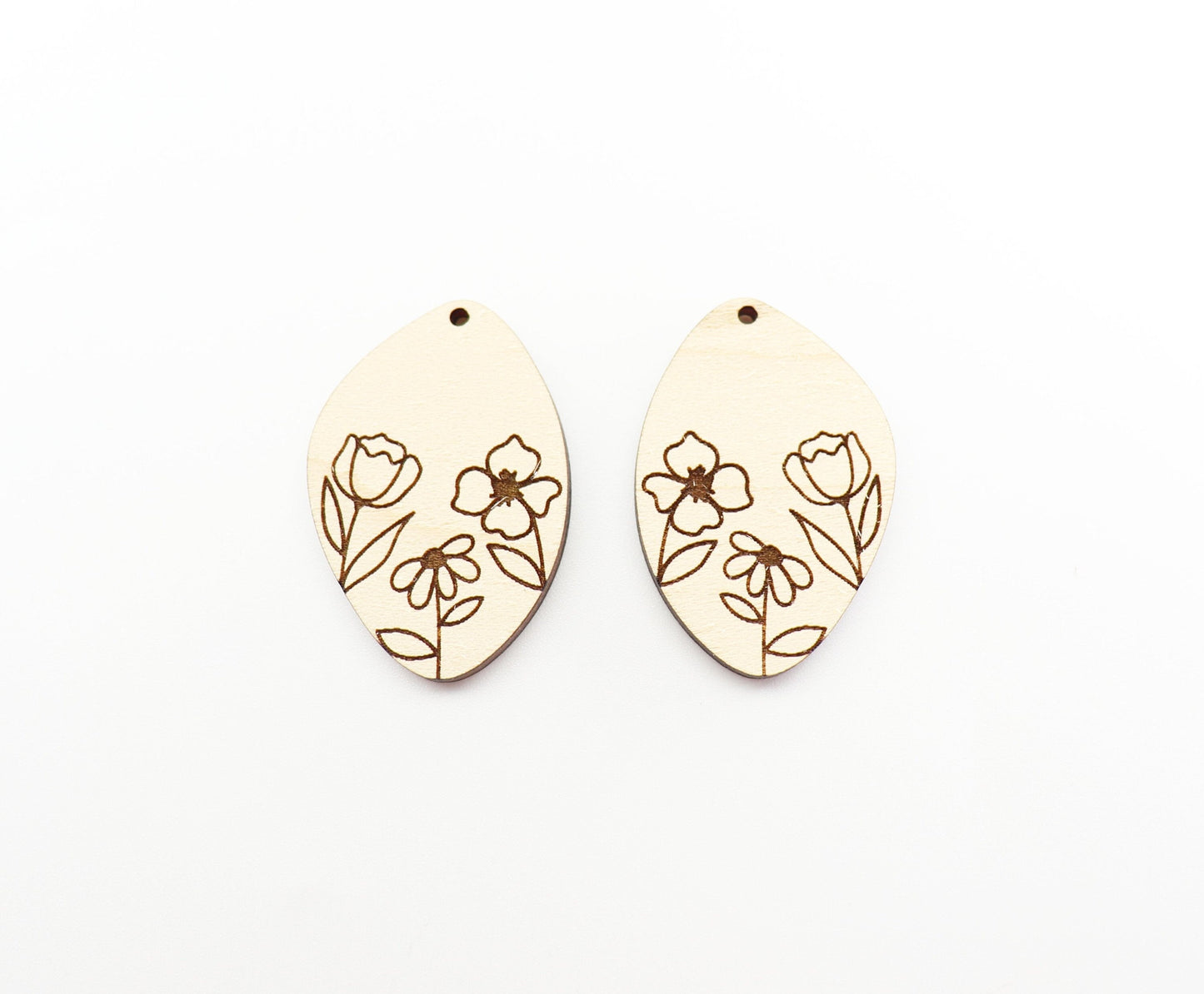 Floral earring blanks, wood blanks