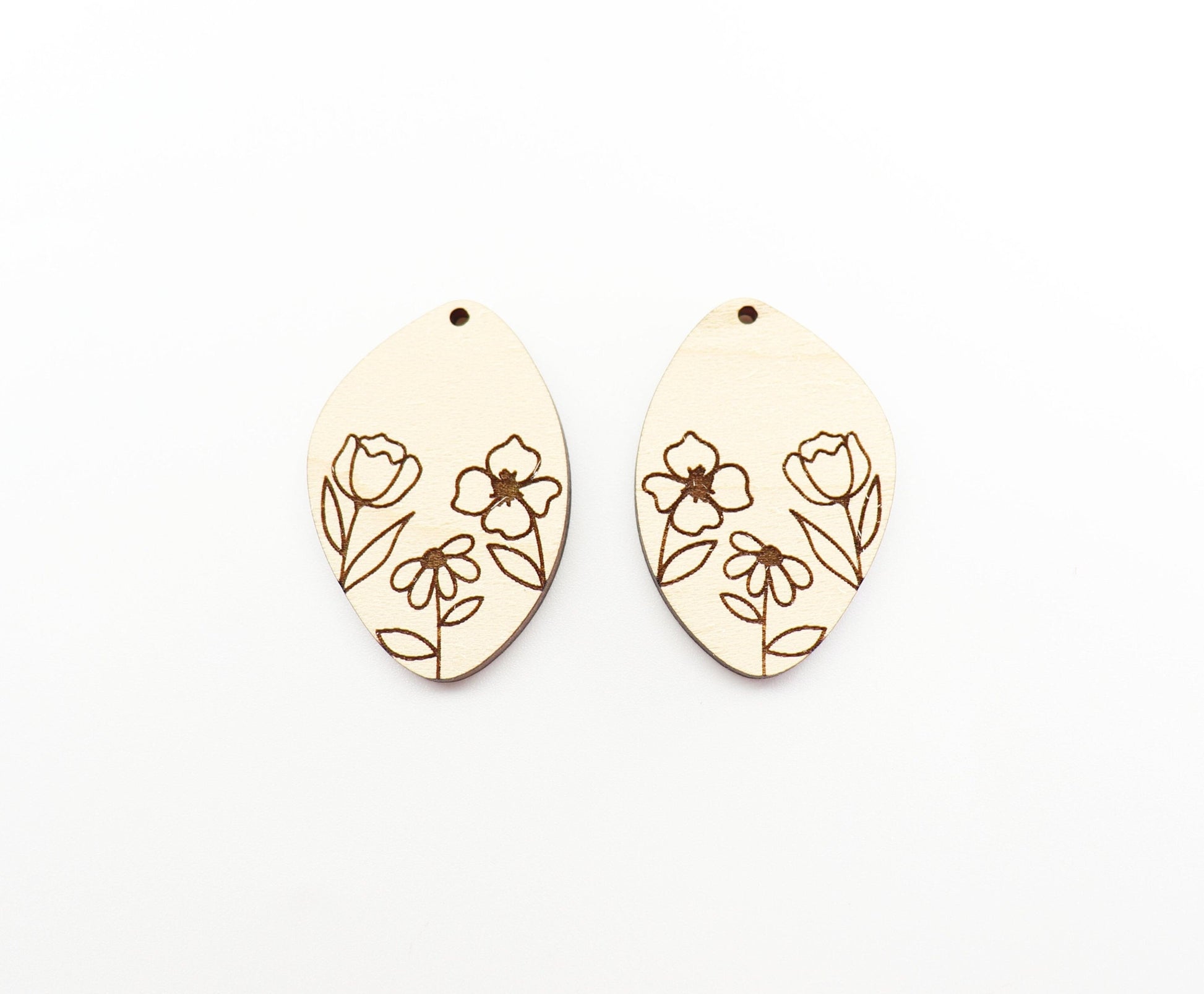 Floral earring blanks, wood blanks