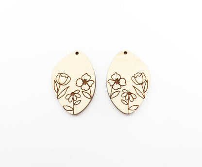 Floral earring blanks, wood blanks