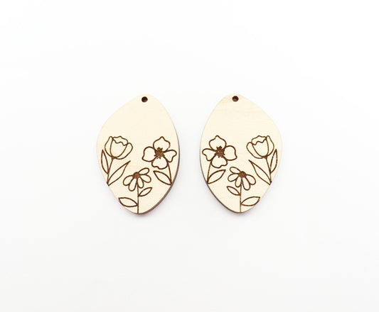 Floral earring blanks, wood blanks