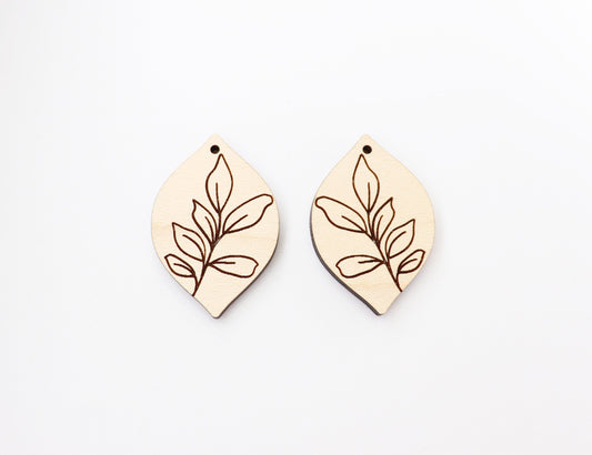 Leaf earring blanks, wood earrings