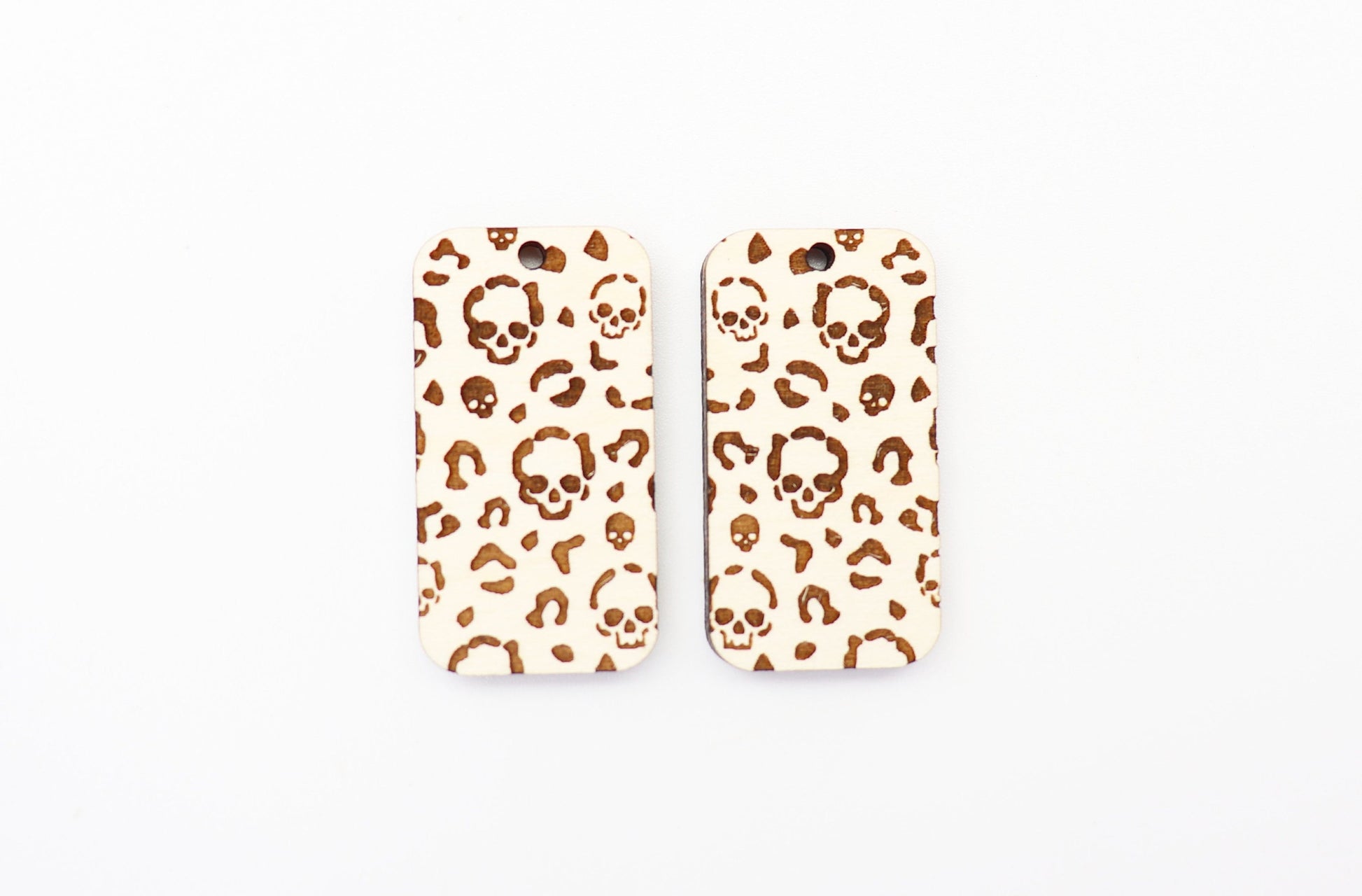 Skull cheetah print earrings, earring blanks