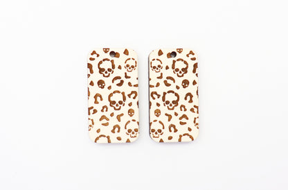 Skull cheetah print earrings, earring blanks