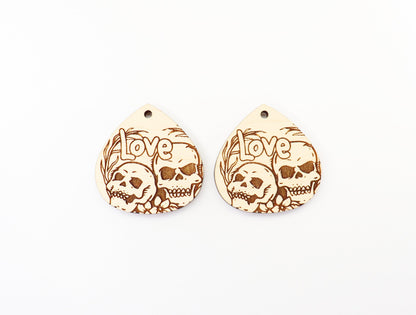 Skull floral earrings, earring blanks, sold per set