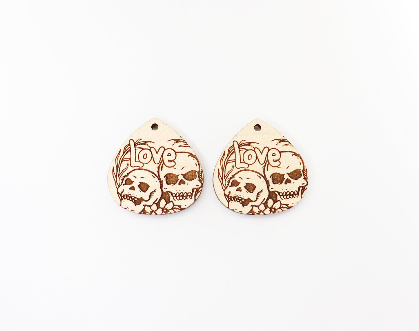 Skull floral earrings, earring blanks, sold per set