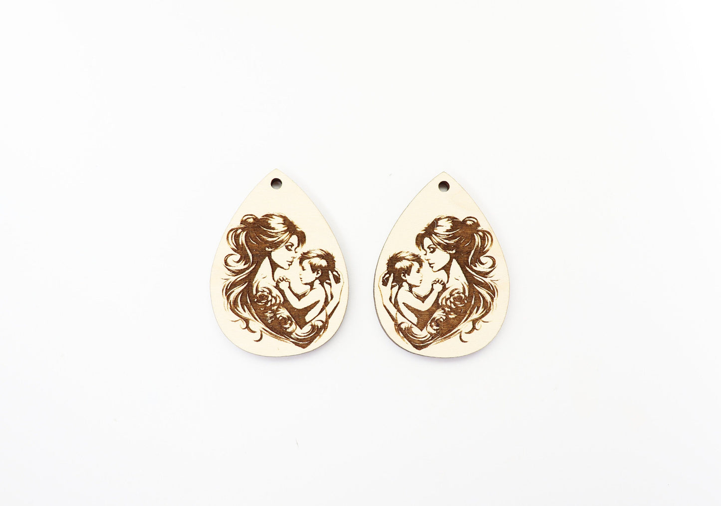 Mother and child wood earring blanks, DIY earrings, earring blanks