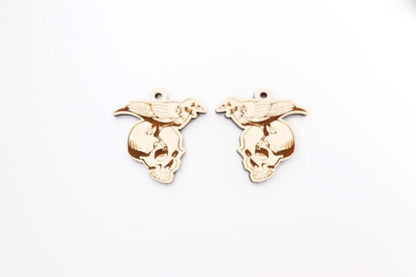 Raven and skull earrings, earring blanks