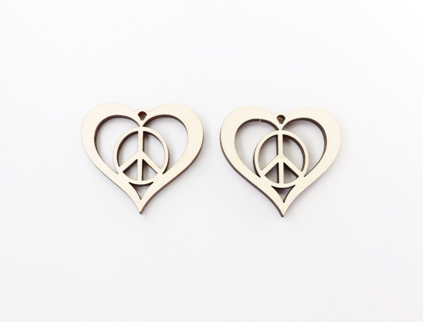 Peace and love earrings, wood earring blanks