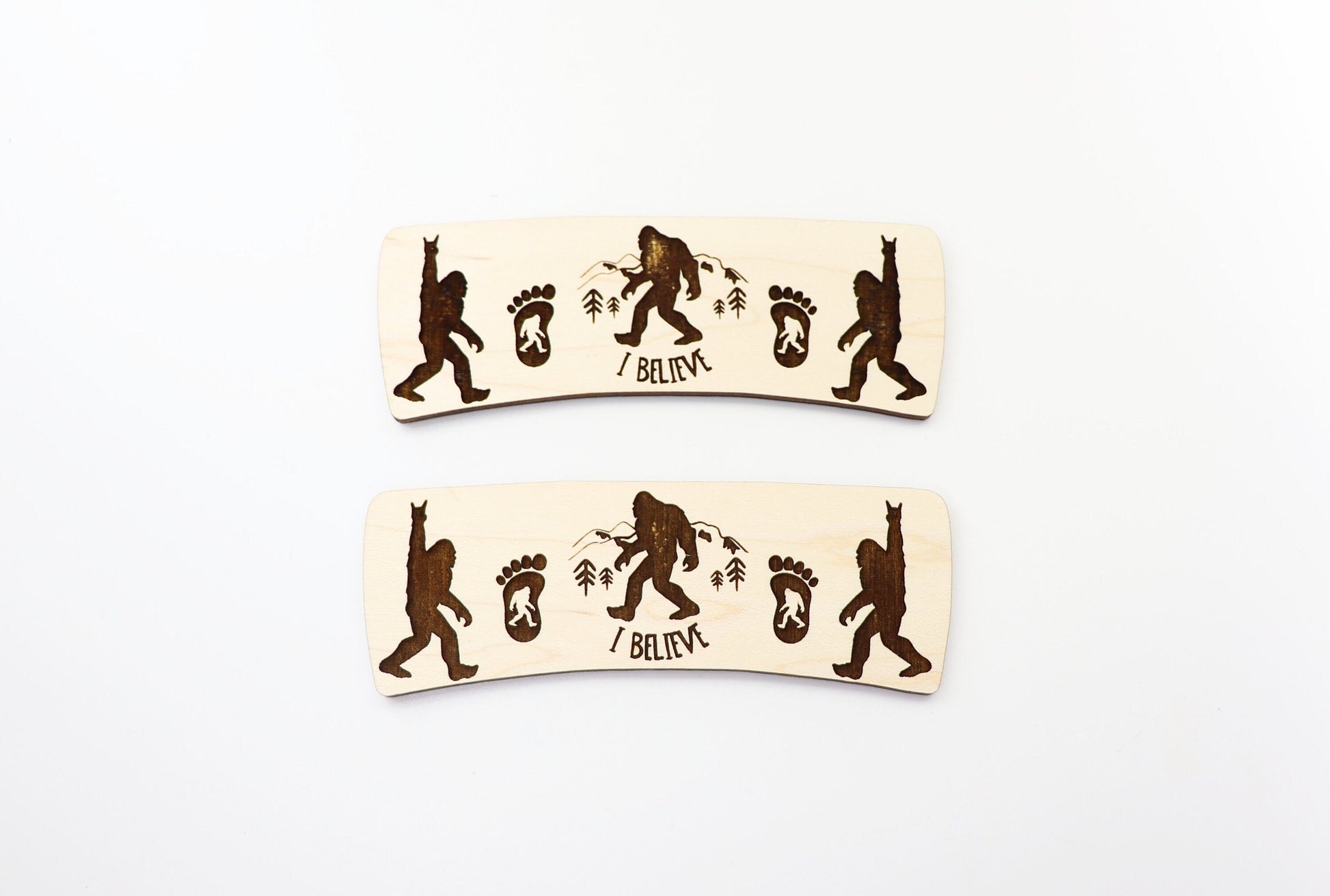 Bigfoot Hair clip blanks, wood blanks, laser cut blanks