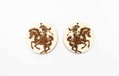 Skeleton on horse earrings, earring blanks