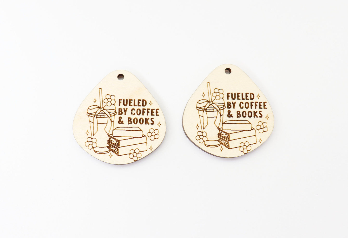 Coffee and books earring blanks, wood earrings