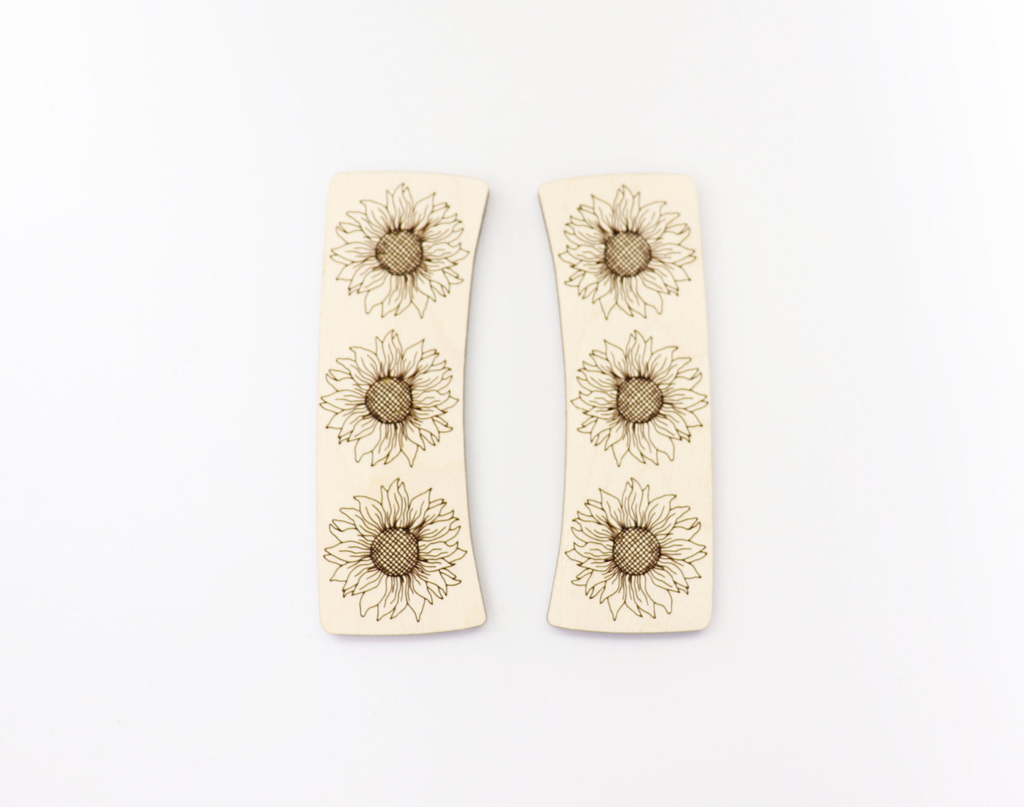 Sunflower Hair clip blanks, wood blanks, laser cut blanks