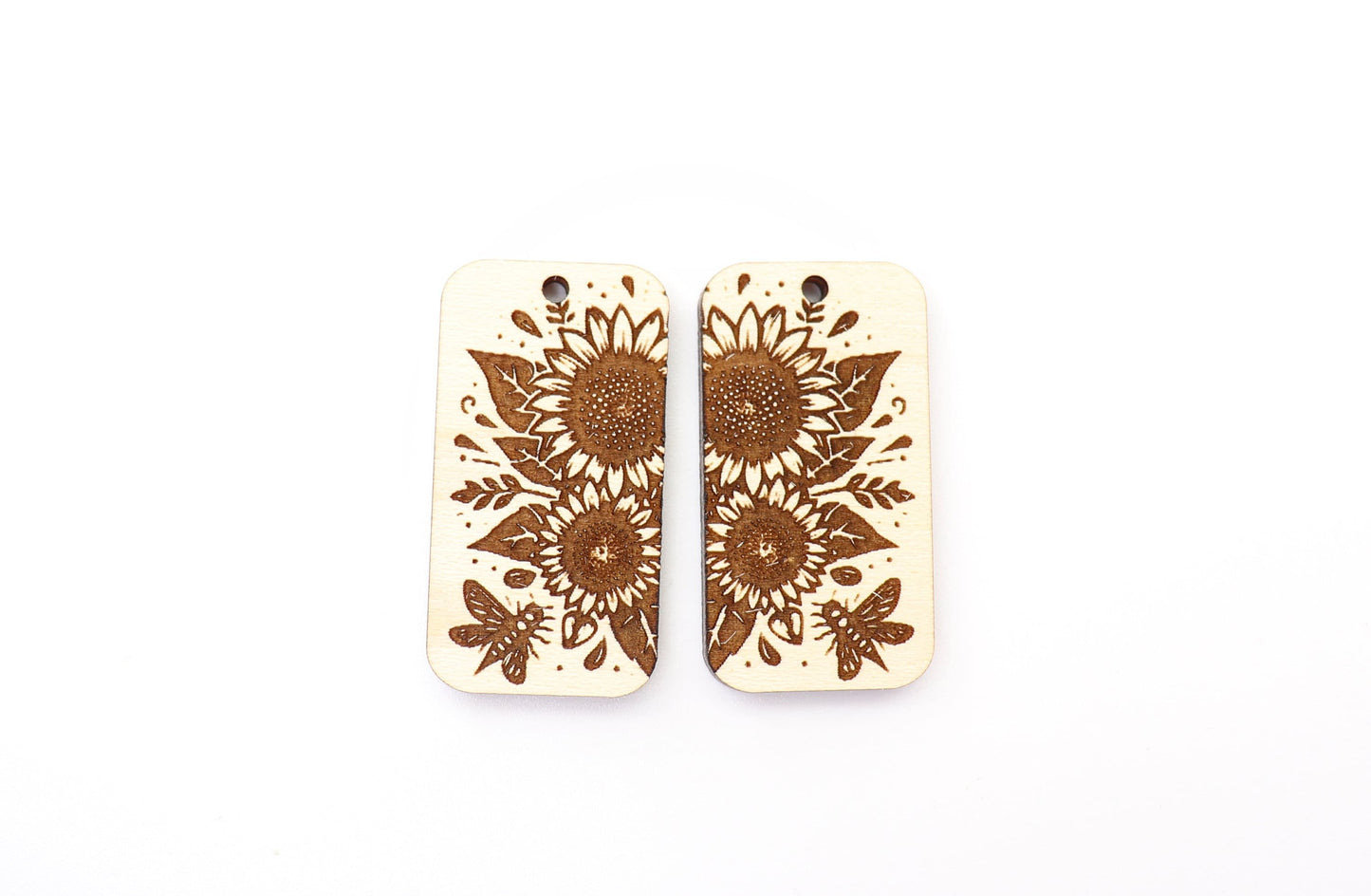 Sunflower bar earring blanks, wood blanks