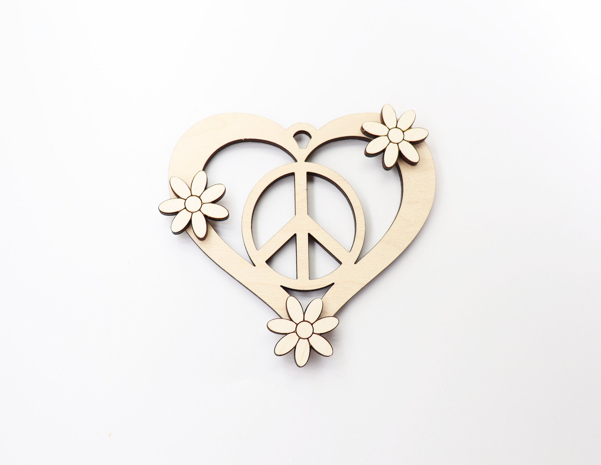 Floral peace Car charm blank, wood blanks