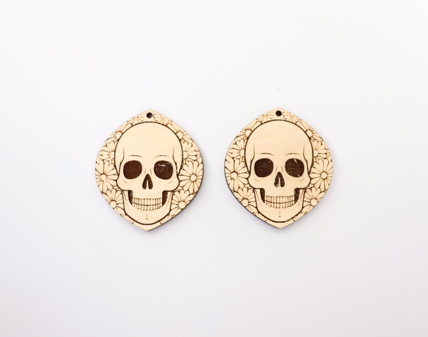 Floral Skull earrings, earring blanks