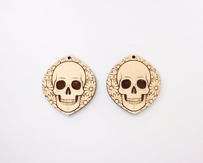 Floral Skull earrings, earring blanks