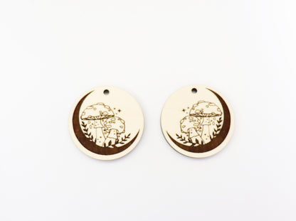 Mushroom moon earrings, DIY earrings, earring blanks