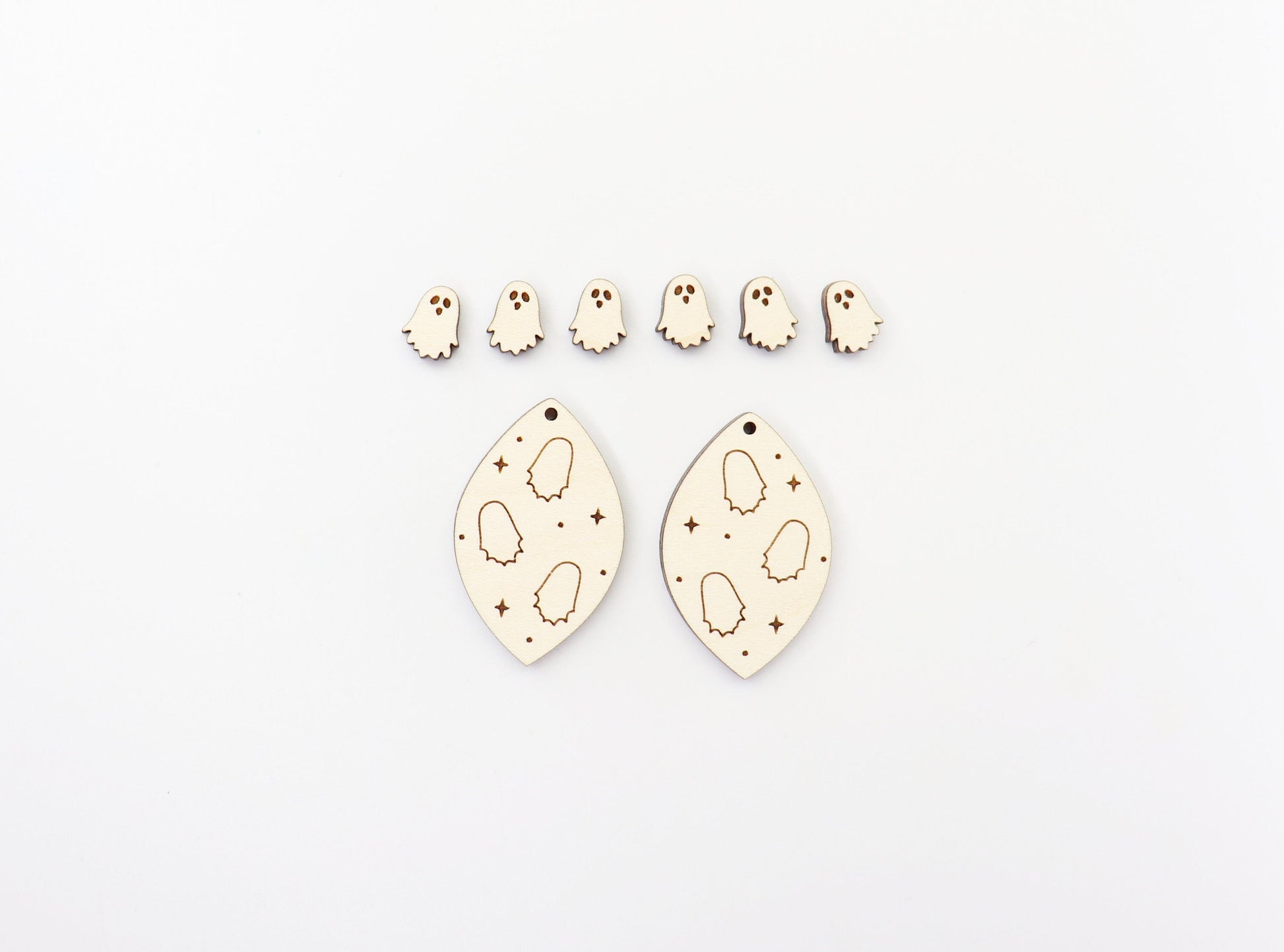 Ghost earring blanks, earring blanks, wood cutouts