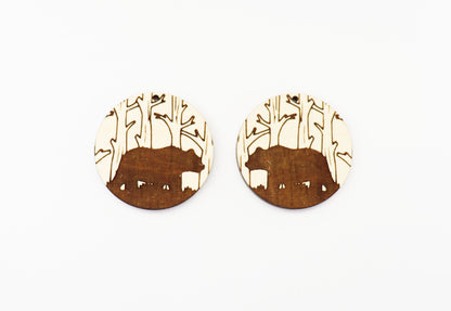 Bear earring blanks, earring blanks, wood cutouts