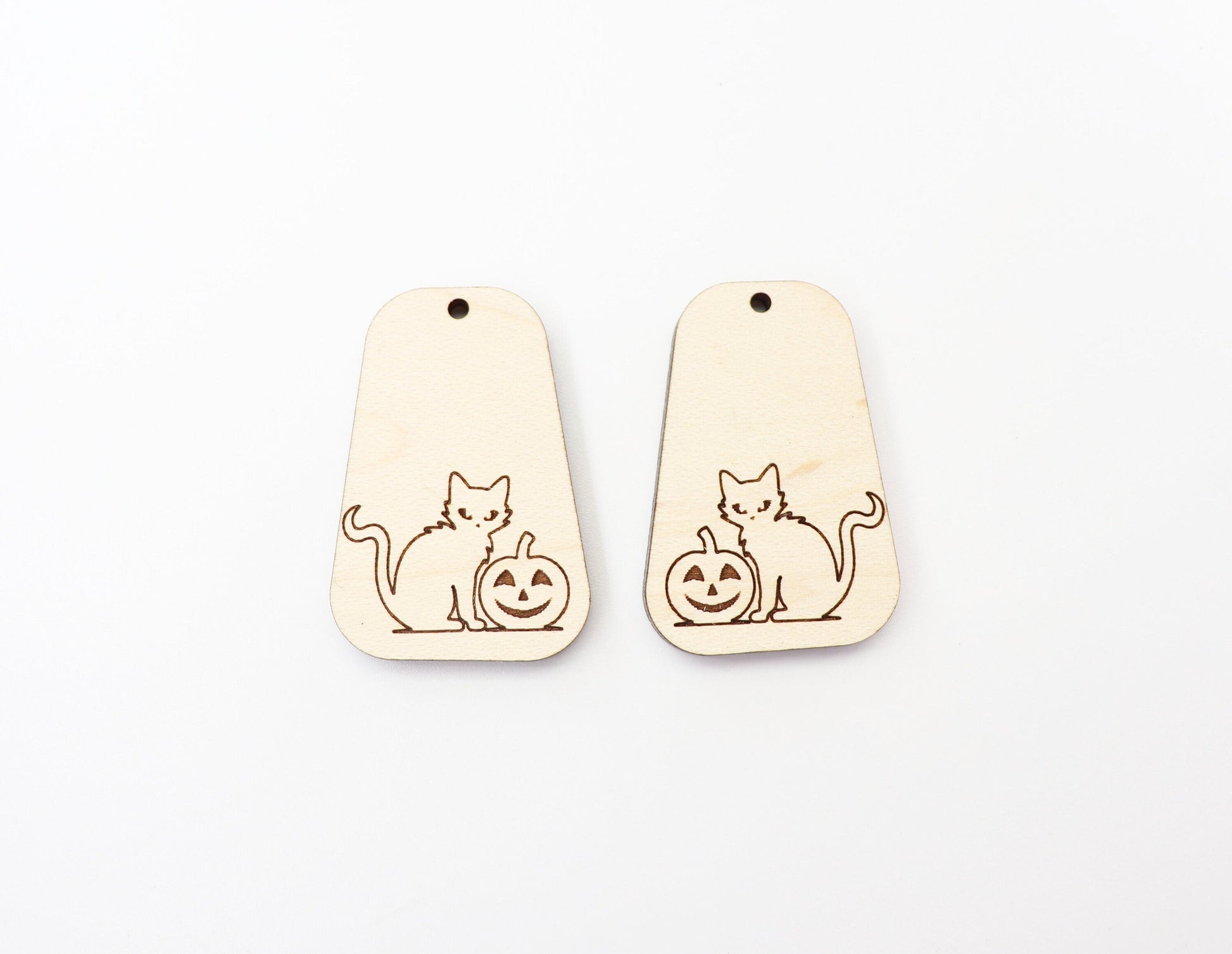 Pumpkin and cat earring blanks, wood blanks