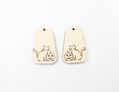 Pumpkin and cat earring blanks, wood blanks