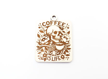 Coffee car charm blank, wood blanks