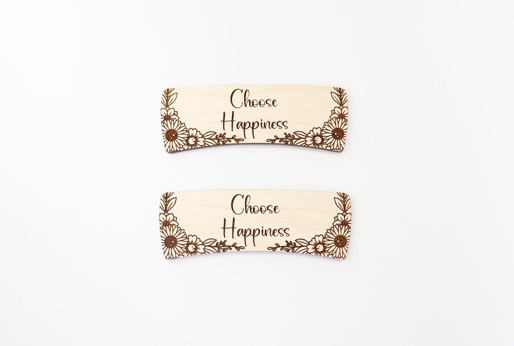 Choose happiness Hair clip blanks, wood blanks, laser cut blanks