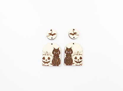 Cat and Pumpkin earring blanks, wood blanks