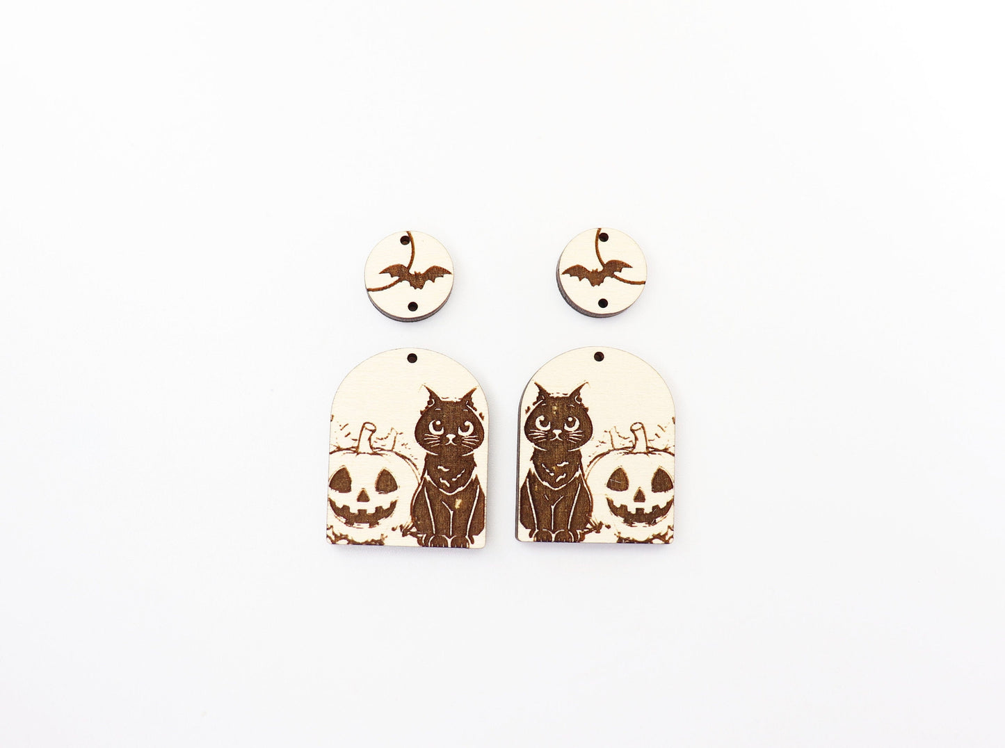 Cat and Pumpkin earring blanks, wood blanks