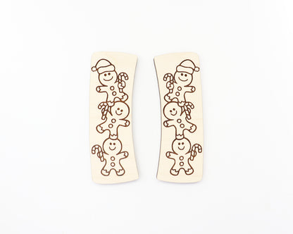 Gingerbread man Hair clip blanks, wood blanks, laser cut blanks