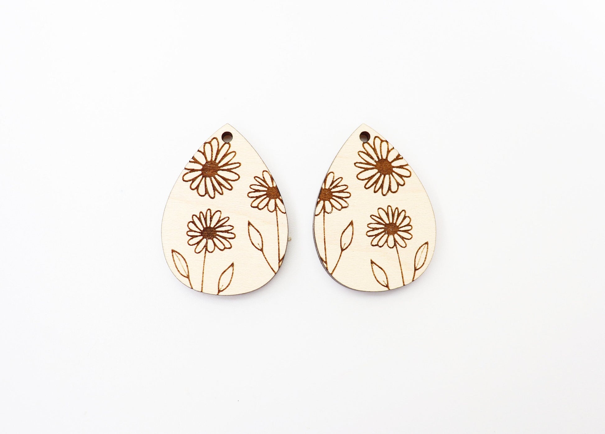 Floral earring blanks, wood earring blanks, DIY earrings, earring blanks