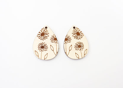 Floral earring blanks, wood earring blanks, DIY earrings, earring blanks