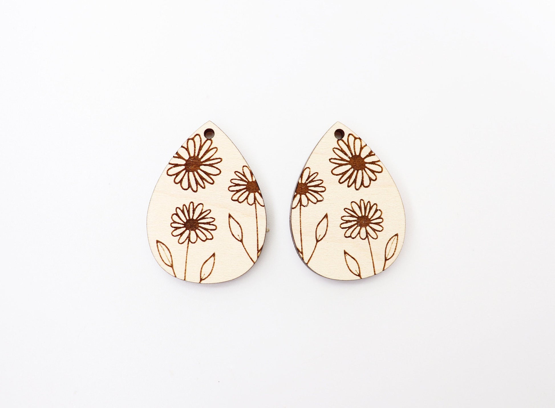 Floral earring blanks, wood earring blanks, DIY earrings, earring blanks