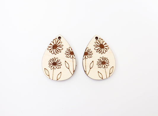 Floral earring blanks, wood earring blanks, DIY earrings, earring blanks