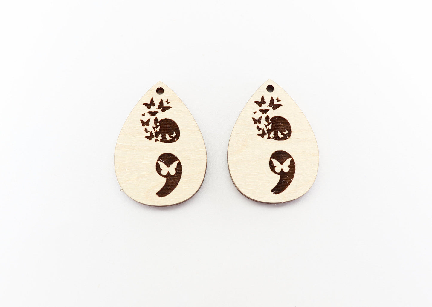 Semicolon wood blanks, earring blanks