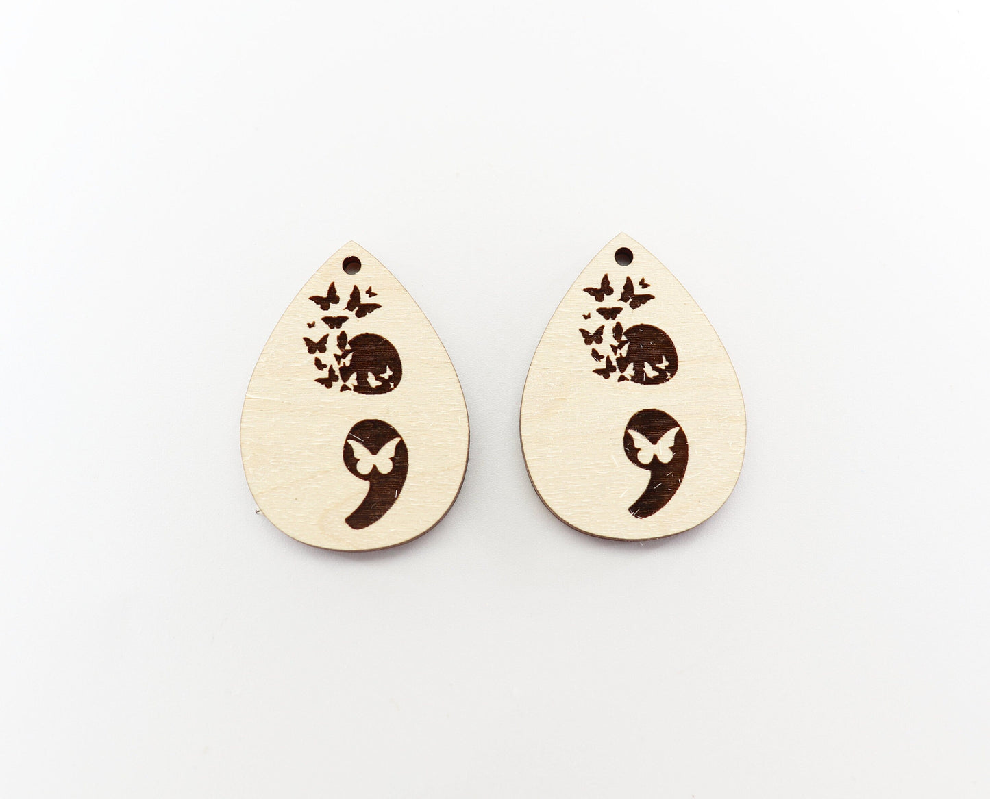 Semicolon wood blanks, earring blanks