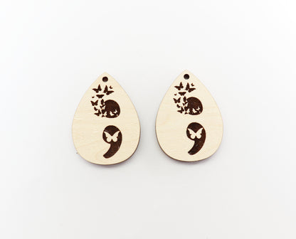 Semicolon wood blanks, earring blanks