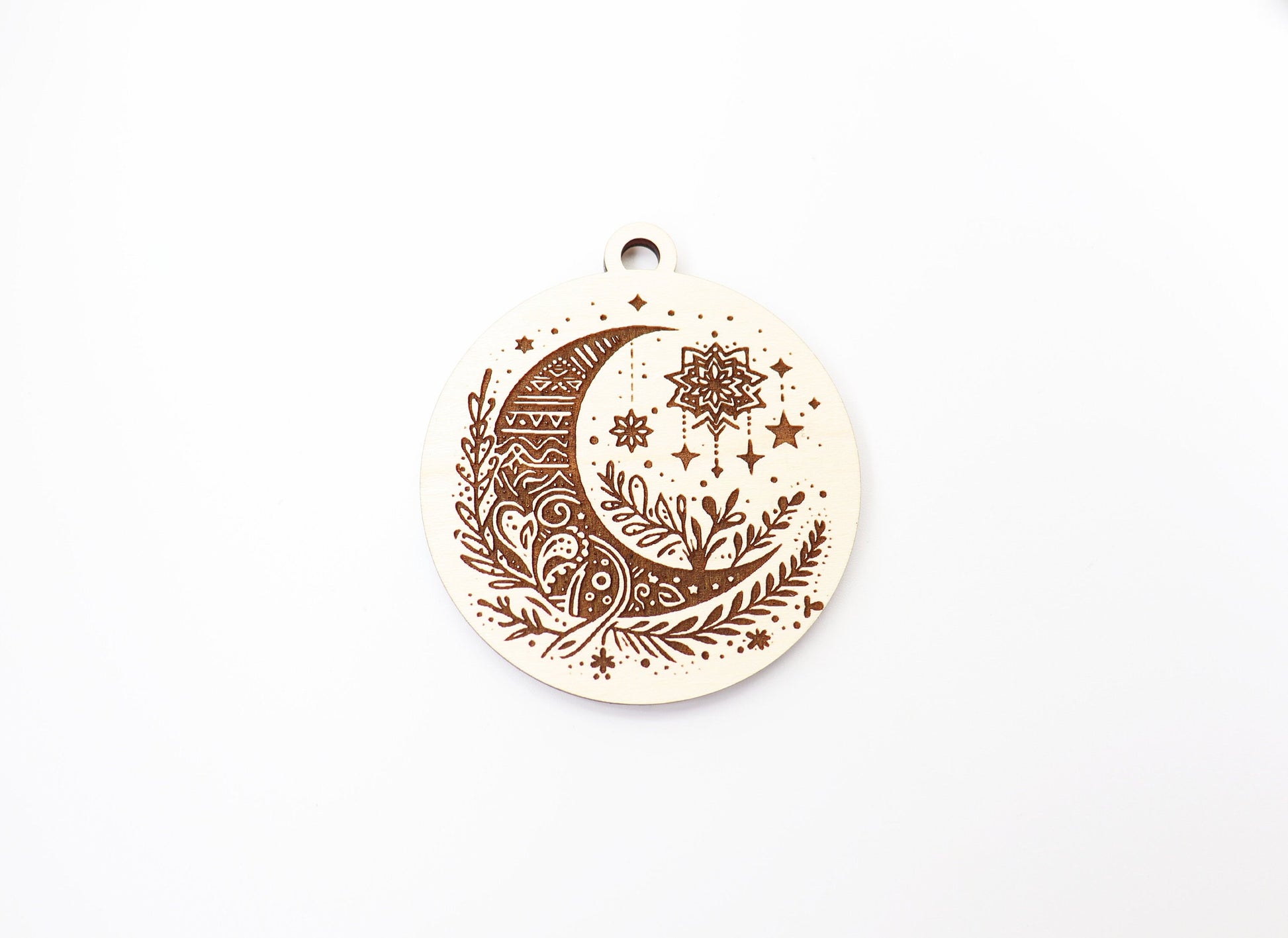 Moon car charm blank, wood blanks