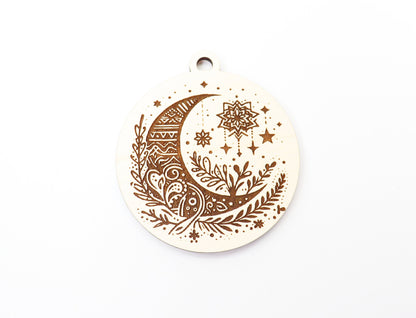 Moon car charm blank, wood blanks